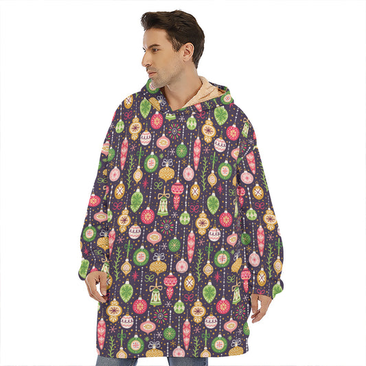 Christmas Baubles Pattern Print Hoodie Blanket