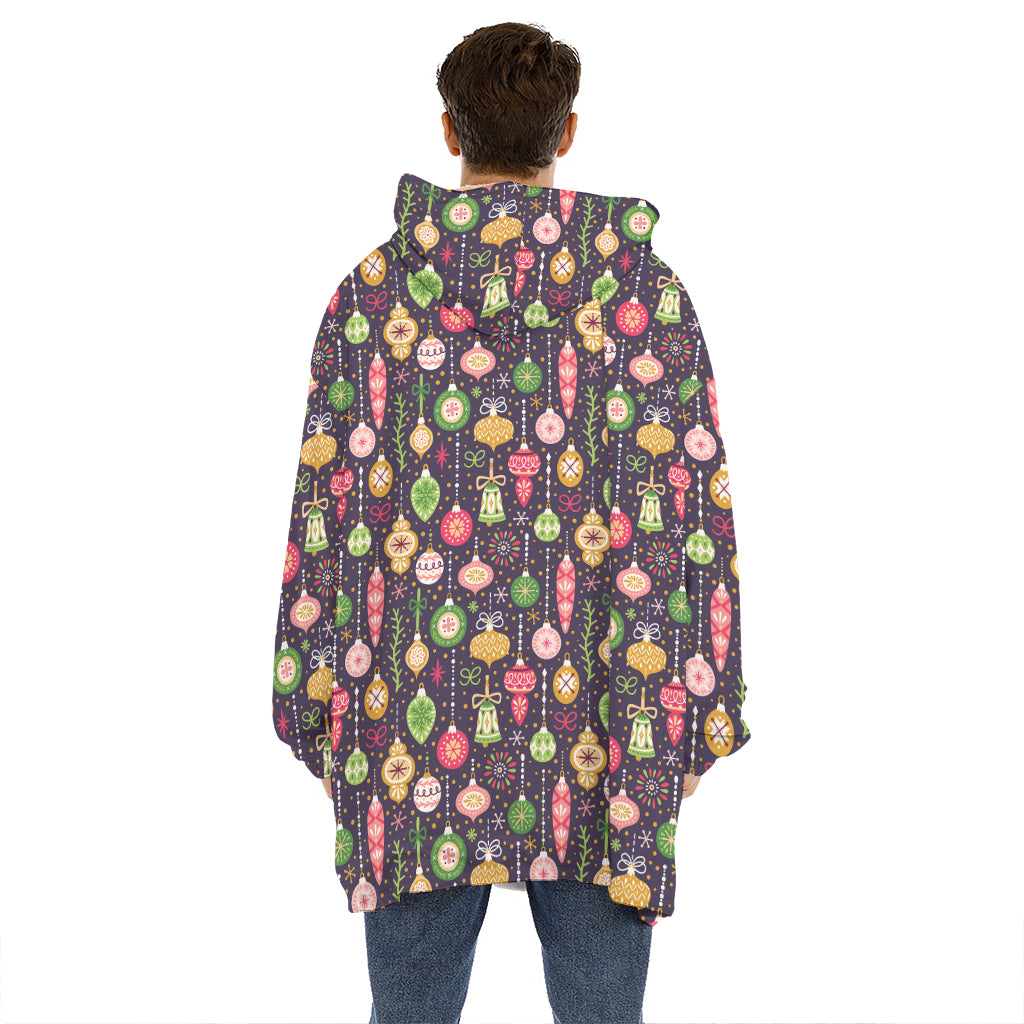 Christmas Baubles Pattern Print Hoodie Blanket
