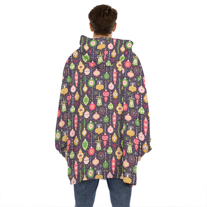 Christmas Baubles Pattern Print Hoodie Blanket