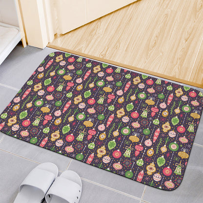 Christmas Baubles Pattern Print Indoor Door Mat