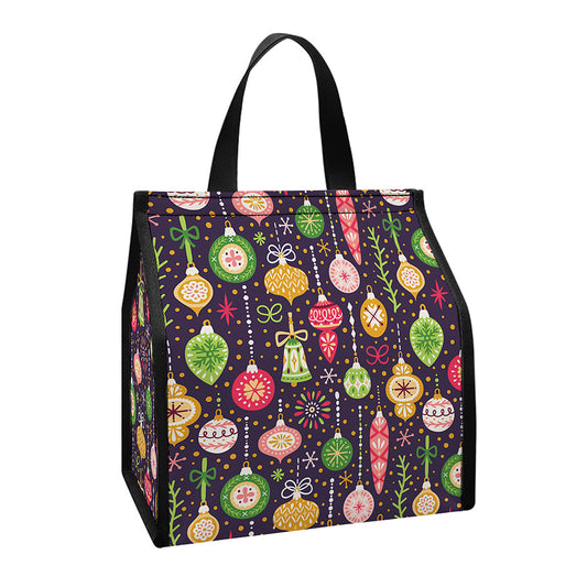 Christmas Baubles Pattern Print Insulated Lunch Tote