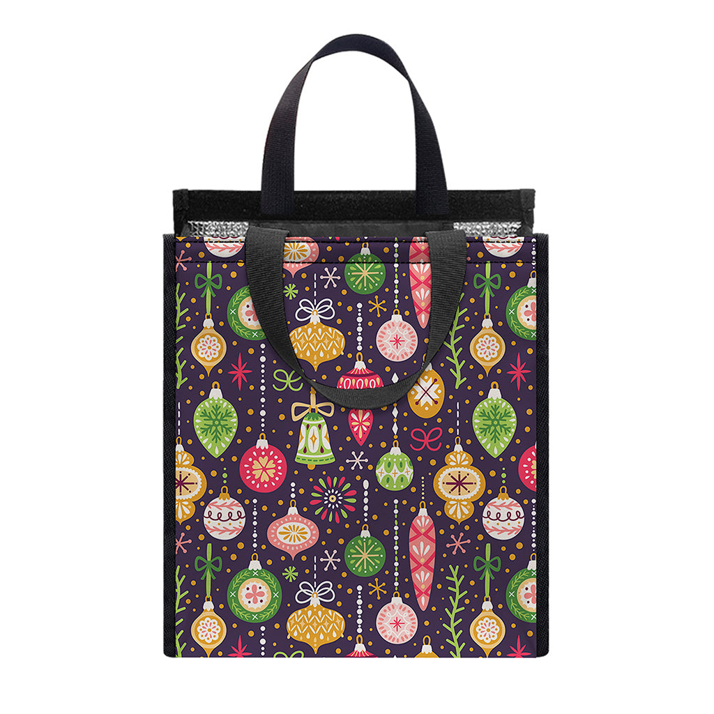 Christmas Baubles Pattern Print Insulated Lunch Tote