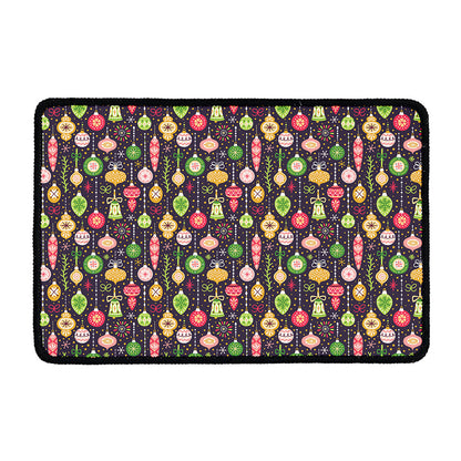 Christmas Baubles Pattern Print Kitchen Mat