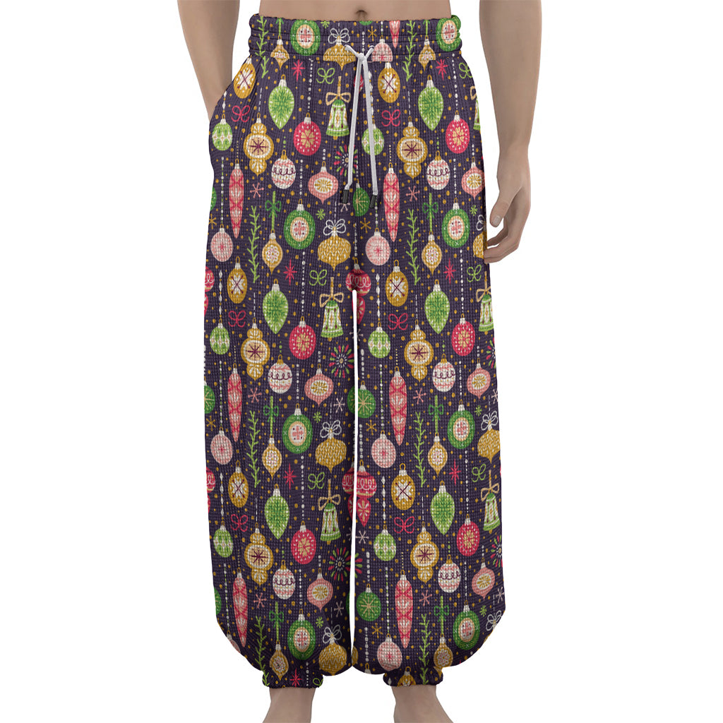 Christmas Baubles Pattern Print Lantern Pants