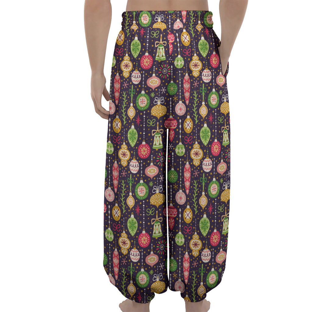 Christmas Baubles Pattern Print Lantern Pants