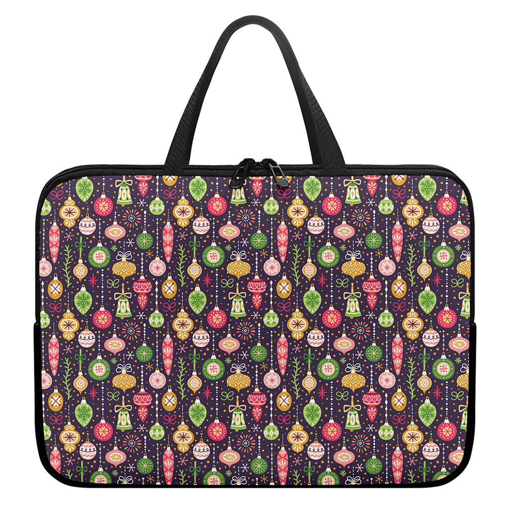 Christmas Baubles Pattern Print Laptop Sleeve With Handle