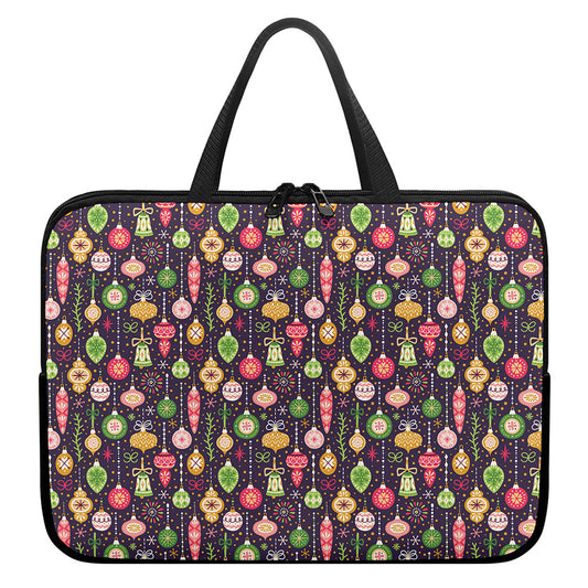 Christmas Baubles Pattern Print Laptop Sleeve With Handle