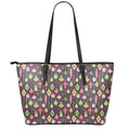 Christmas Baubles Pattern Print Leather Tote Bag With Zipper