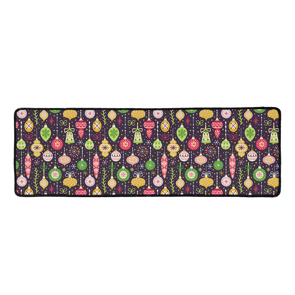 Christmas Baubles Pattern Print Long Kitchen Mat