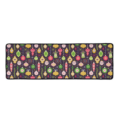 Christmas Baubles Pattern Print Long Kitchen Mat