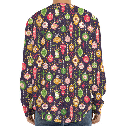Christmas Baubles Pattern Print Long Sleeve Baseball Jersey