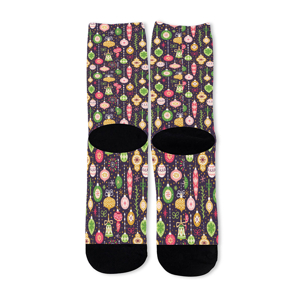 Christmas Baubles Pattern Print Long Socks