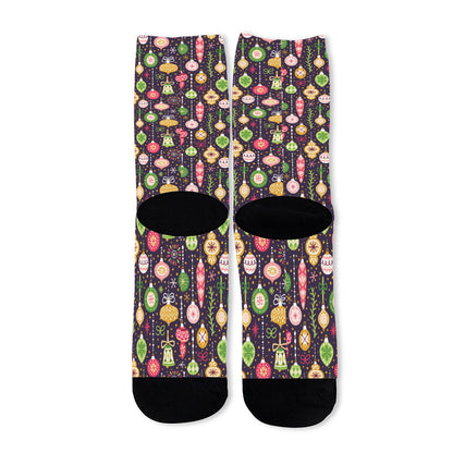 Christmas Baubles Pattern Print Long Socks