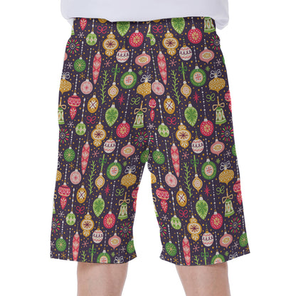 Christmas Baubles Pattern Print Men's Beach Shorts