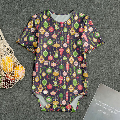 Christmas Baubles Pattern Print Men's Bodysuit