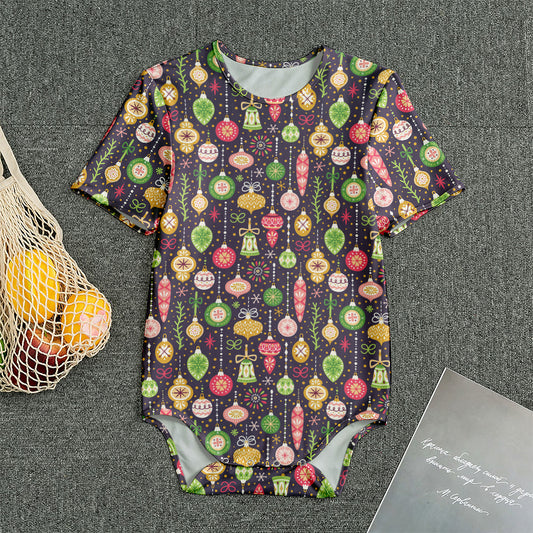 Christmas Baubles Pattern Print Men's Bodysuit