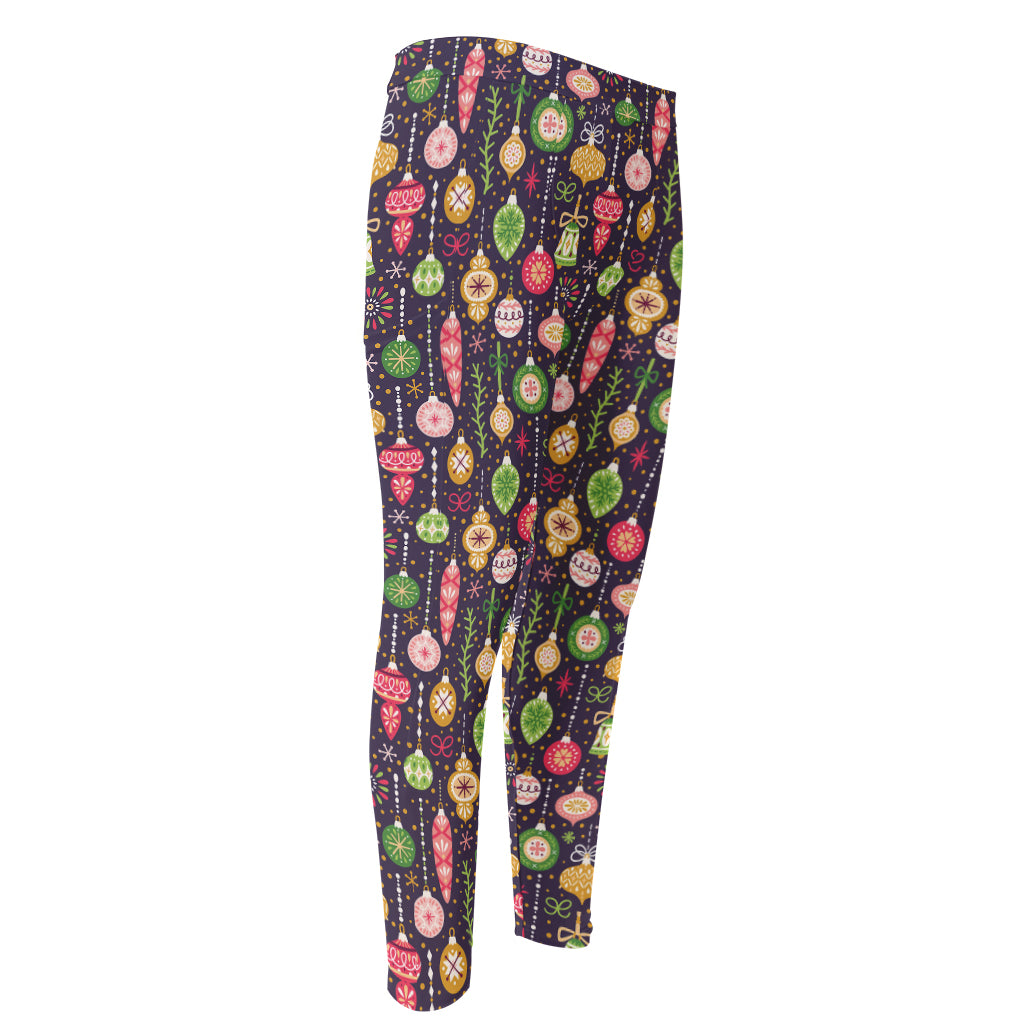 Christmas Baubles Pattern Print Men's Compression Pants