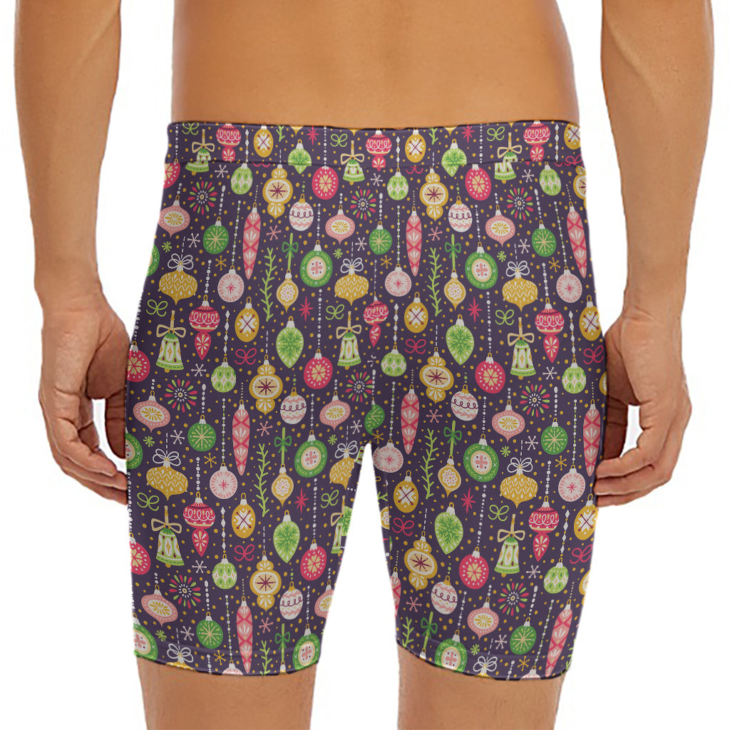 Christmas Baubles Pattern Print Men's Long Boxer Briefs