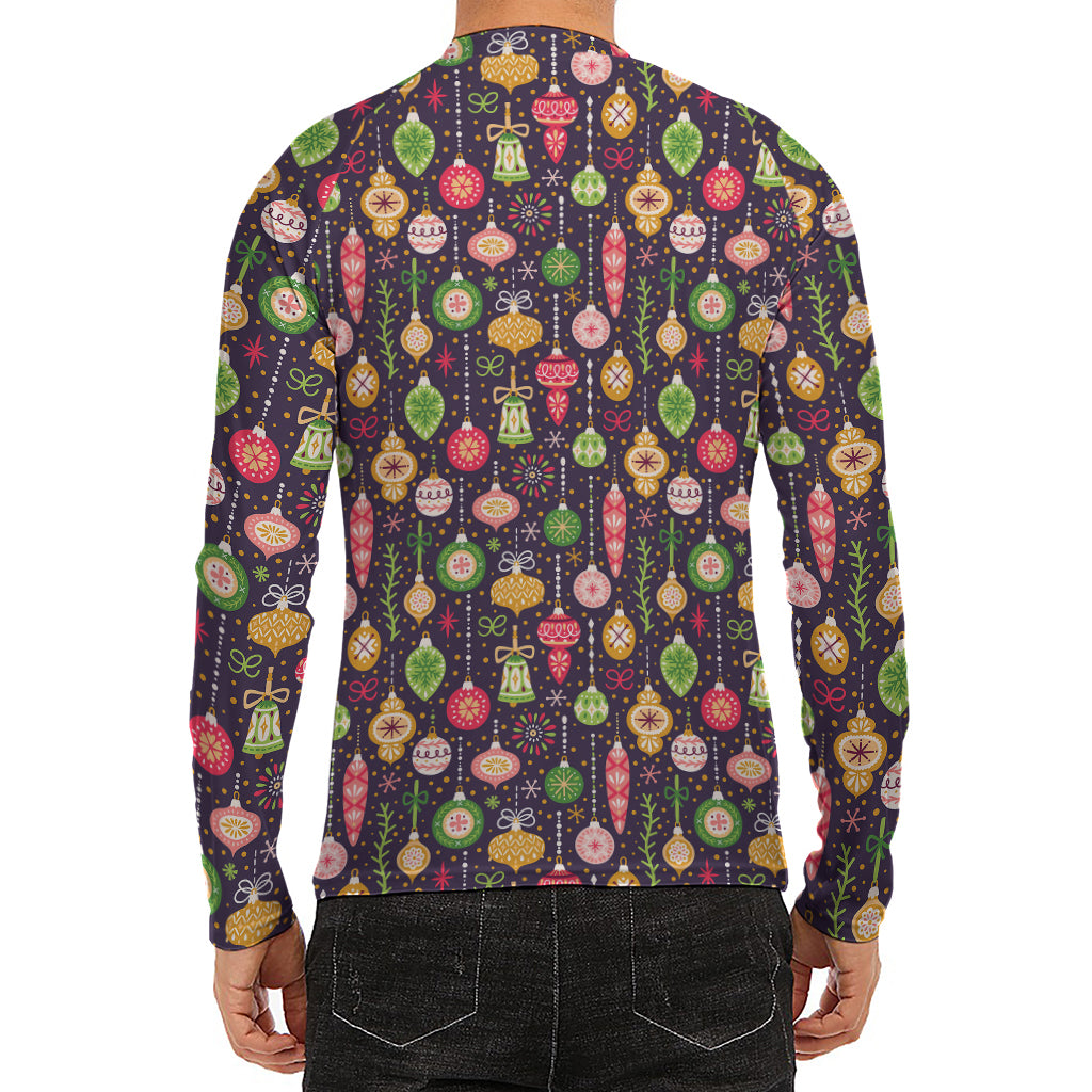 Christmas Baubles Pattern Print Men's Long Sleeve Rash Guard