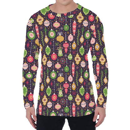 Christmas Baubles Pattern Print Men's Long Sleeve T-Shirt