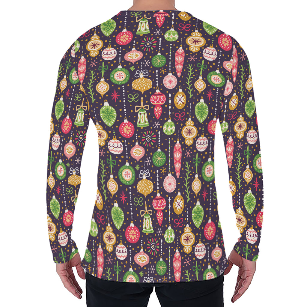 Christmas Baubles Pattern Print Men's Long Sleeve T-Shirt