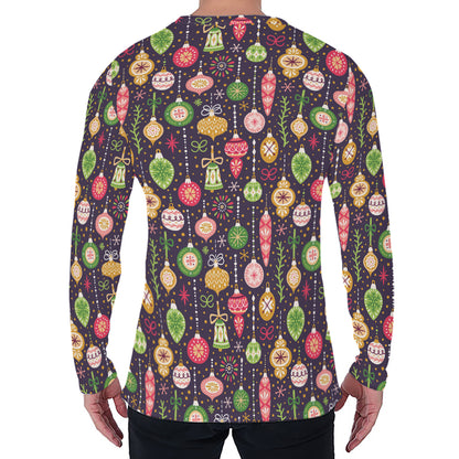 Christmas Baubles Pattern Print Men's Long Sleeve T-Shirt