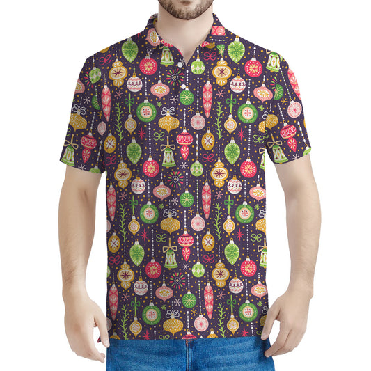 Christmas Baubles Pattern Print Men's Polo Shirt