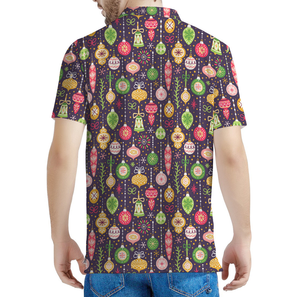 Christmas Baubles Pattern Print Men's Polo Shirt