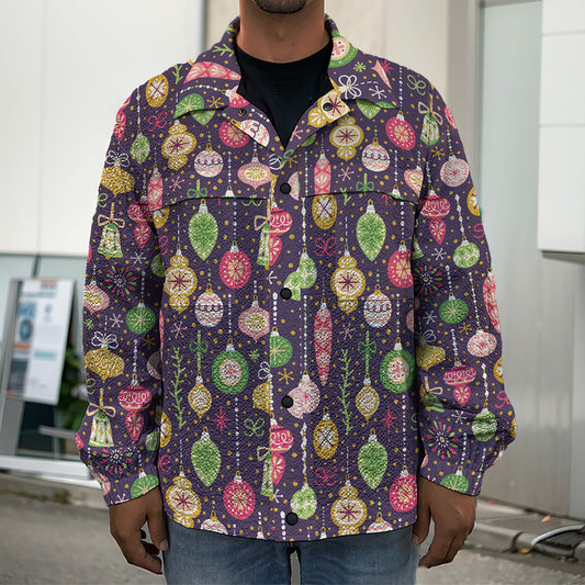 Christmas Baubles Pattern Print Men's Shirt Jacket