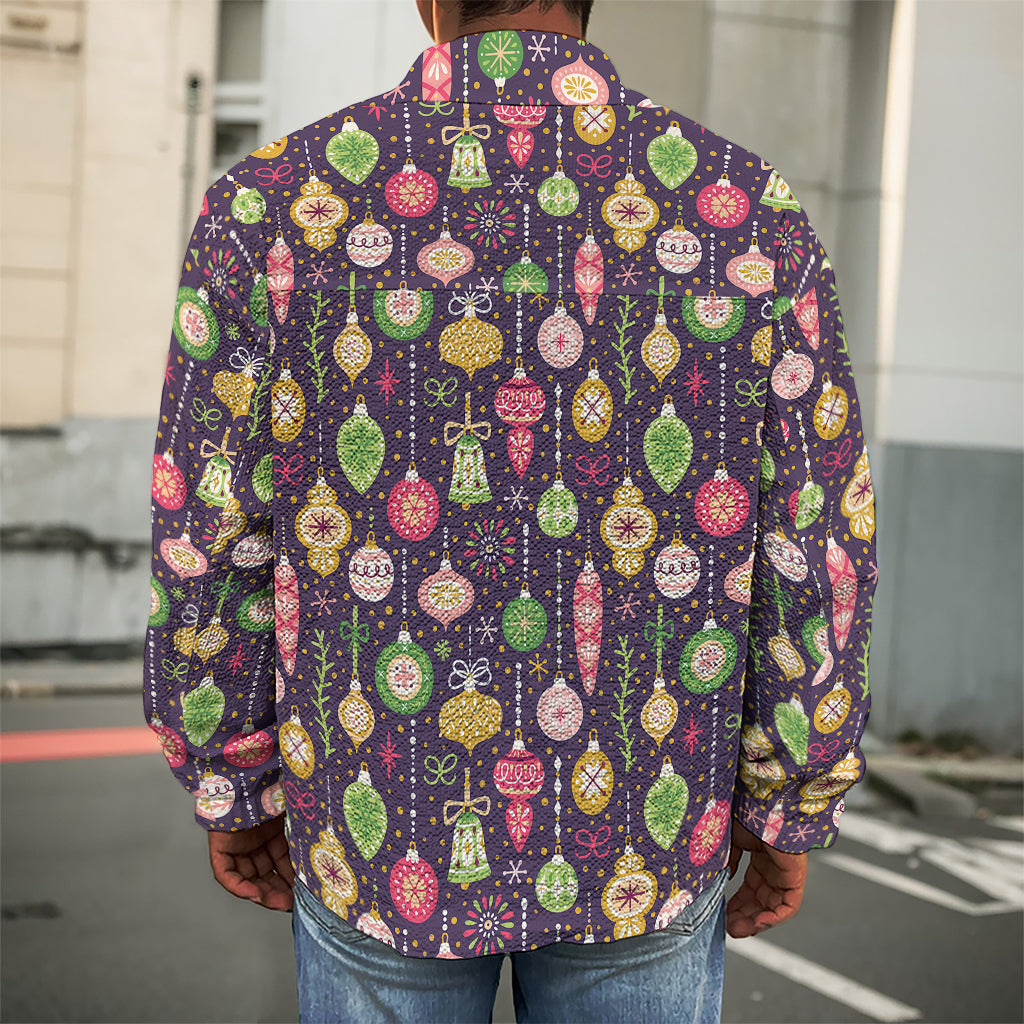 Christmas Baubles Pattern Print Men's Shirt Jacket