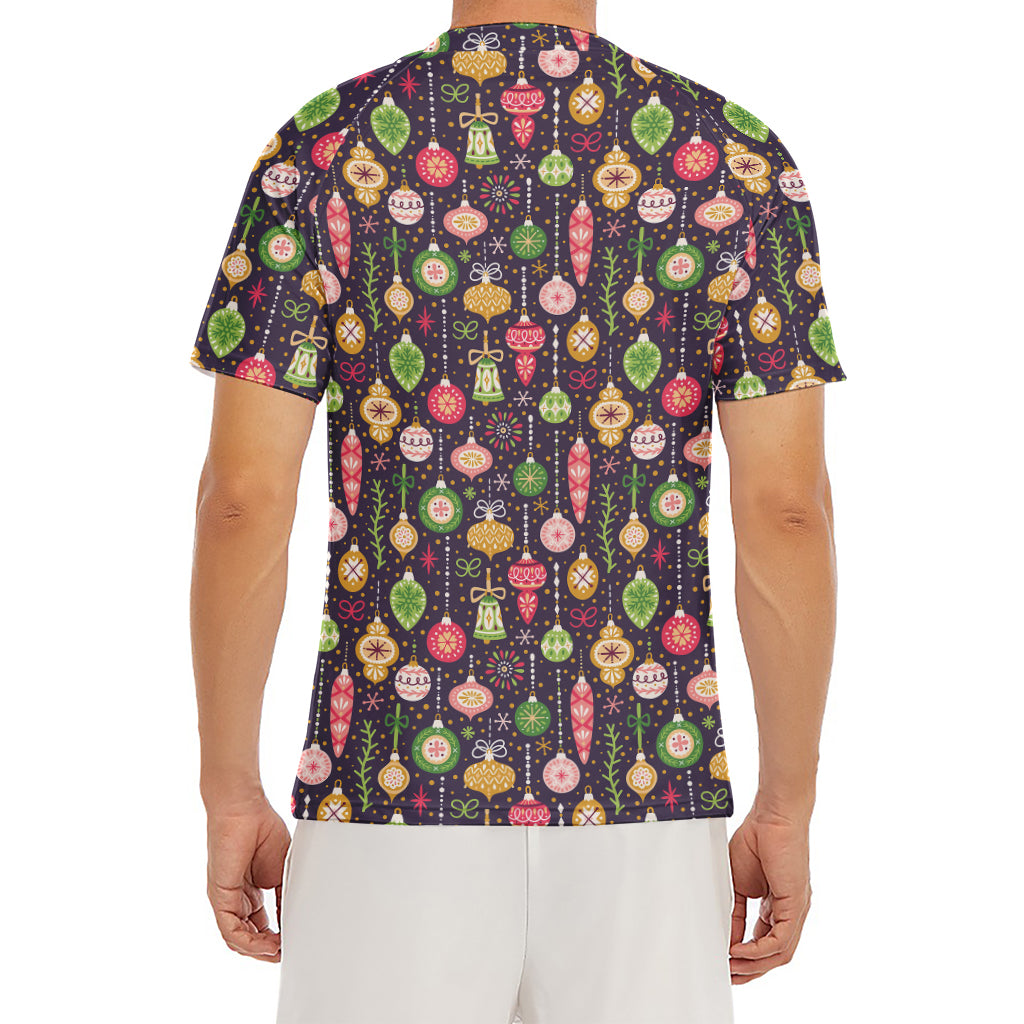 Christmas Baubles Pattern Print Men's Short Sleeve Rash Guard