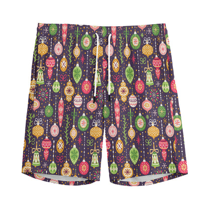 Christmas Baubles Pattern Print Men's Sports Shorts