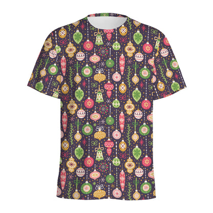 Christmas Baubles Pattern Print Men's Sports T-Shirt