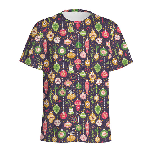 Christmas Baubles Pattern Print Men's Sports T-Shirt