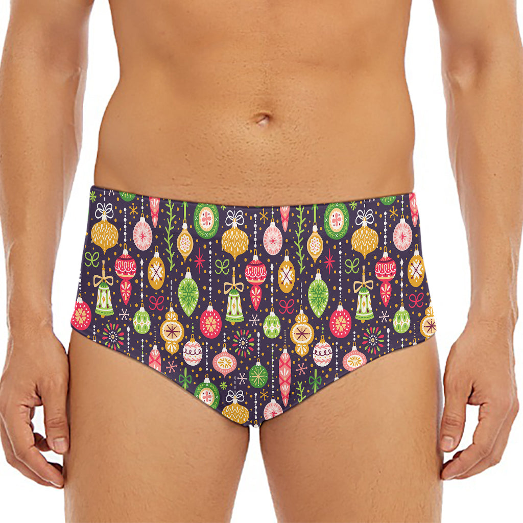 Christmas Baubles Pattern Print Men's Triangle Swim Briefs