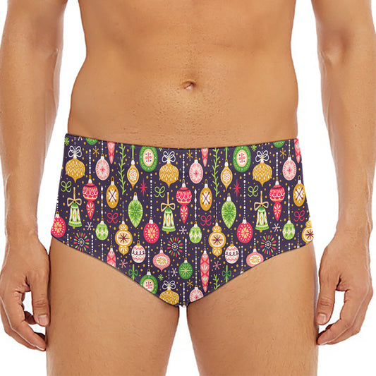 Christmas Baubles Pattern Print Men's Triangle Swim Briefs