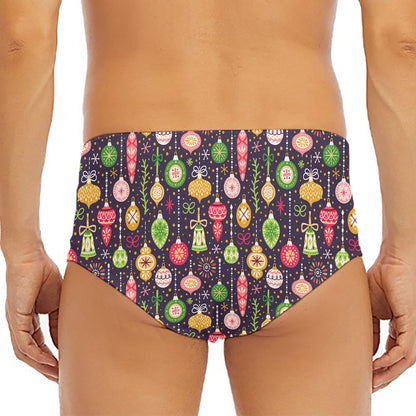 Christmas Baubles Pattern Print Men's Triangle Swim Briefs