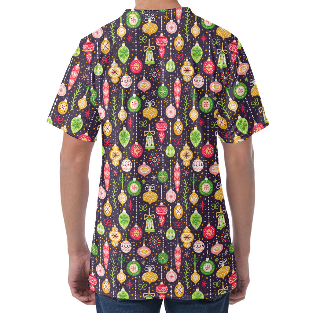 Christmas Baubles Pattern Print Men's Velvet T-Shirt