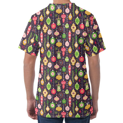 Christmas Baubles Pattern Print Men's Velvet T-Shirt