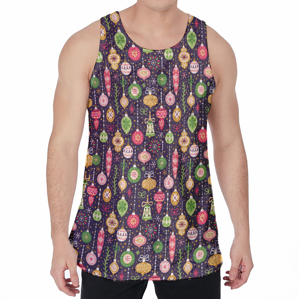 Christmas Baubles Pattern Print Men's Velvet Tank Top