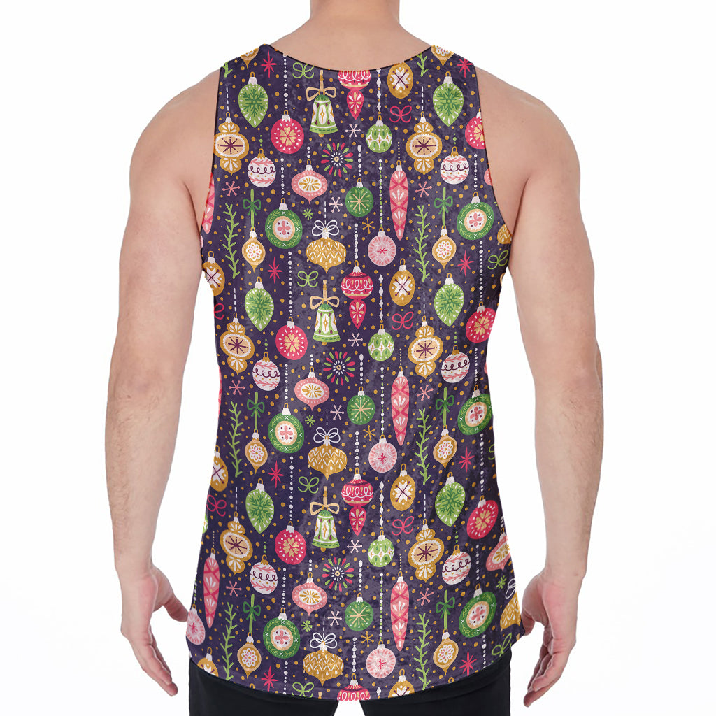 Christmas Baubles Pattern Print Men's Velvet Tank Top