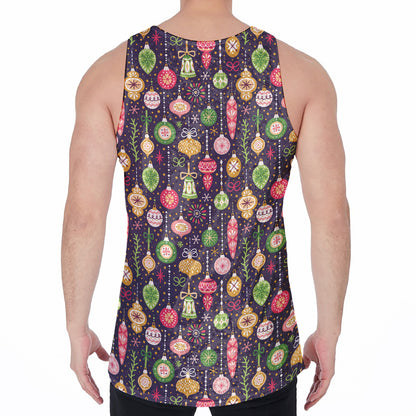 Christmas Baubles Pattern Print Men's Velvet Tank Top