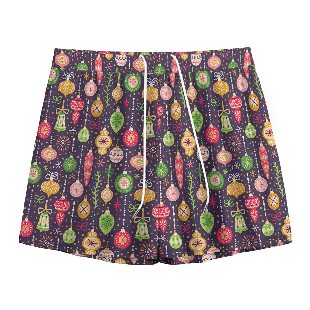 Christmas Baubles Pattern Print Mesh Shorts
