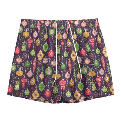 Christmas Baubles Pattern Print Mesh Shorts