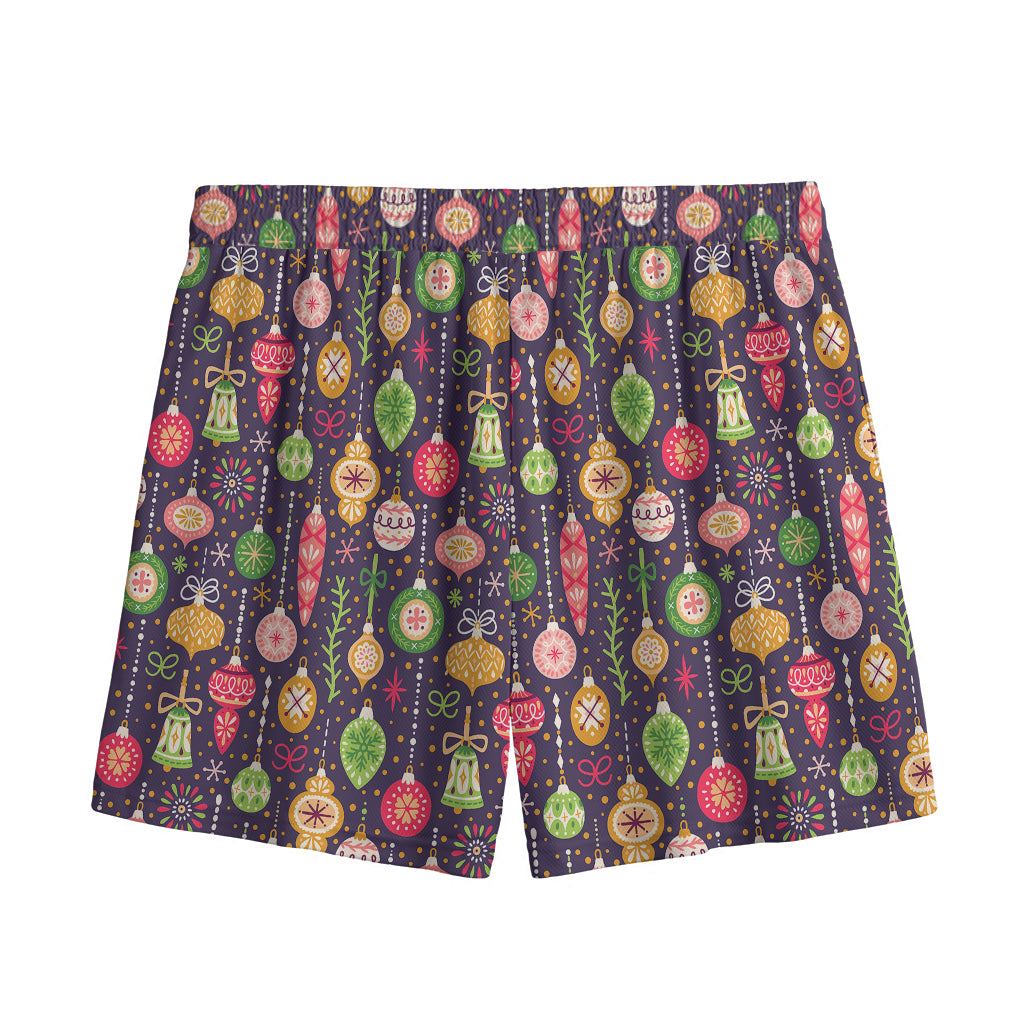 Christmas Baubles Pattern Print Mesh Shorts