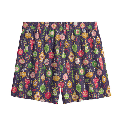 Christmas Baubles Pattern Print Mesh Shorts