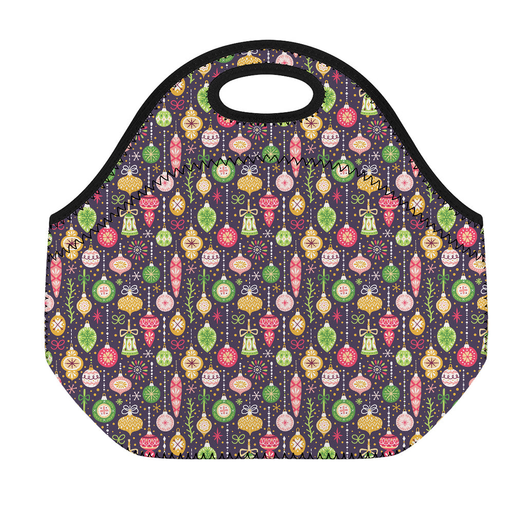 Christmas Baubles Pattern Print Neoprene Lunch Bag