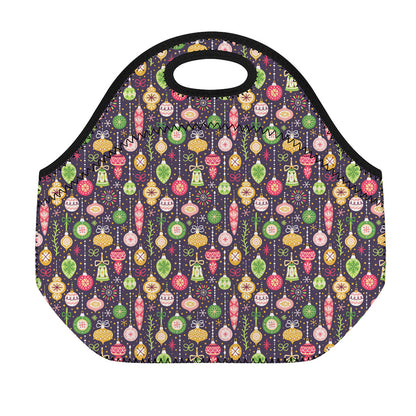 Christmas Baubles Pattern Print Neoprene Lunch Bag