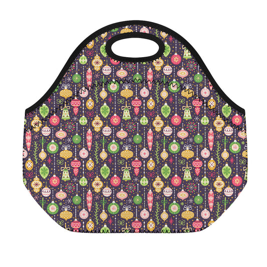 Christmas Baubles Pattern Print Neoprene Lunch Bag