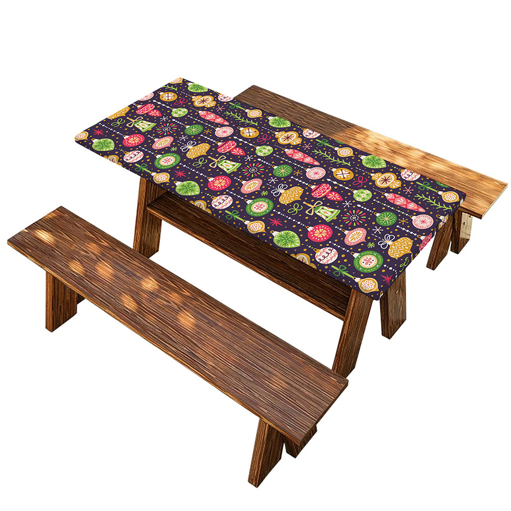 Christmas Baubles Pattern Print Picnic Table Cover